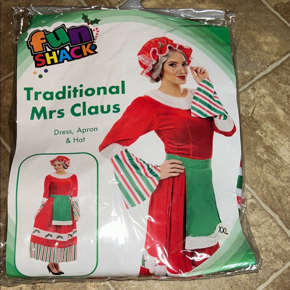 Traditional Mrs Claus Costume - Red and Green